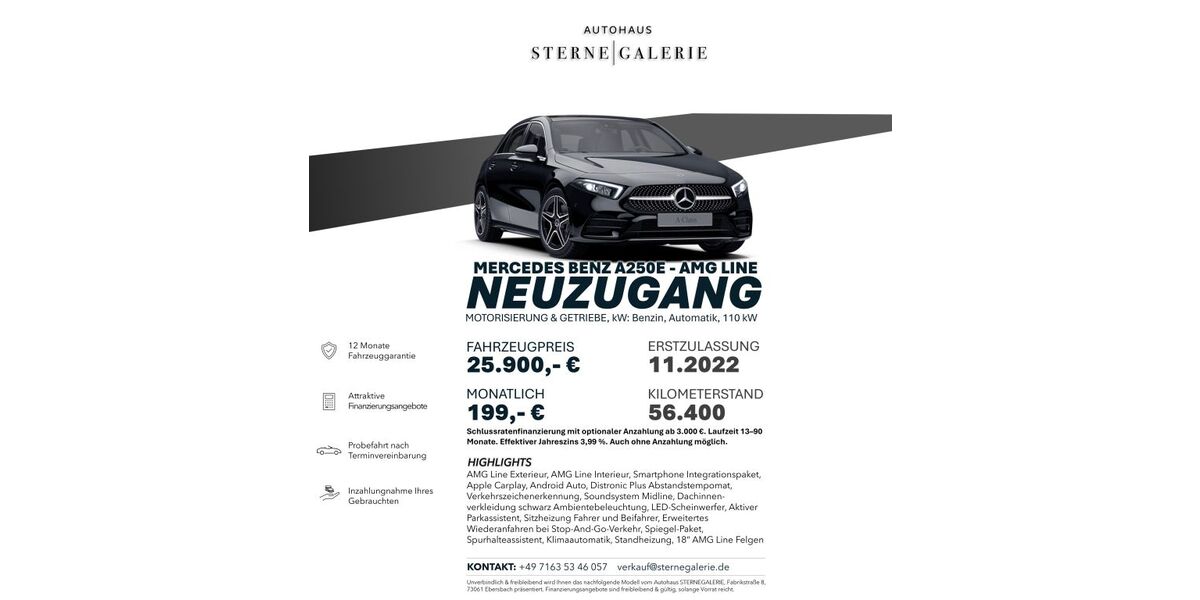 Mercedes-Benz A 250 56.400 km 25.900 &euro; Ebersbach an der Fils 73061